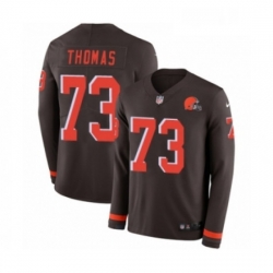 Youth Nike Cleveland Browns 73 Joe Thomas Limited Brown Therma Long Sleeve NFL Jersey