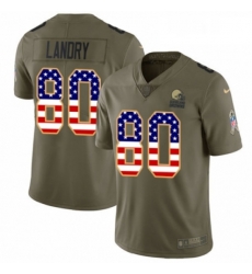 Youth Nike Cleveland Browns 80 Jarvis Landry Limited OliveUSA Flag 2017 Salute to Service NFL Jersey