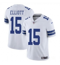 Men Dallas Cowboys 15 Ezekiel Elliott White Vapor Untouchable Limited Stitched Football Jersey