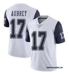 Men  Dallas Cowboys 17 Brandon Aubrey  Limited White Color Rush Vapor Untouchable Jersey