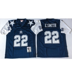 Men Dallas Cowboys 22 Emmitt Smith Navy Thanksgiving M&N Throwback Jersey