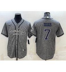 Men Dallas Cowboys 7 Trevon Diggs Grey With Patch Cool Base Stitched Baseball JerseyS