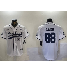 Men Dallas Cowboys 88 CeeDee Lamb White 2022 Olive Salute To Service Cool Base Stitched Baseball Jersey 3