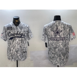 Men Dallas Cowboys Team Big Logo 2024 Arctic Camo Salute To Service Stitched Baseball Jersey 1