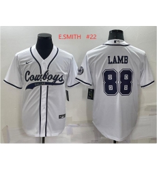 Men's Dallas Cowboys #22 Emmitt Smith White Stitched Cool Base Nike Baseball Jersey