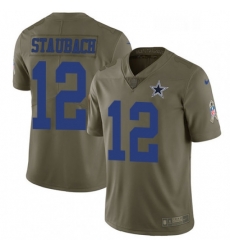 Mens Nike Dallas Cowboys 12 Roger Staubach Limited Olive 2017 Salute to Service NFL Jersey