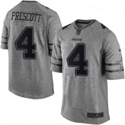 Mens Nike Dallas Cowboys 4 Dak Prescott Limited Gray Gridiron NFL Jersey