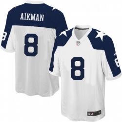 Mens Nike Dallas Cowboys 8 Troy Aikman Game White Throwback Alternate NFL Jersey