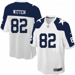 Mens Nike Dallas Cowboys 82 Jason Witten Game White Throwback Alternate NFL Jersey