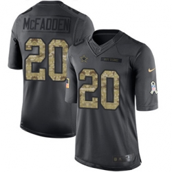 Nike Cowboys #20 Darren McFadden Black Mens Stitched NFL Limited 2016 Salute To Service Jersey