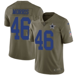 Nike Cowboys #46 Alfred Morris Olive Mens Stitched NFL Limited 2017 Salute To Service Jersey