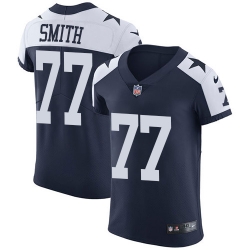 Nike Cowboys #77 Tyron Smith Navy Blue Thanksgiving Mens Stitched NFL Vapor Untouchable Throwback Elite Jersey