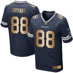 Nike Cowboys #88 Dez Bryant Navy Blue Team Color Mens Stitched NFL Elite Gold Jersey