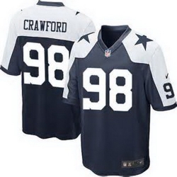 Nike Dallas Cowboys #98 Tyrone Crawford Navy Blue Thanksgiving Throwback Mens Stitched NFL Elite Jersey