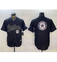 men dallas cowboys team big logo black with patch cool base stitched baseball jersey II