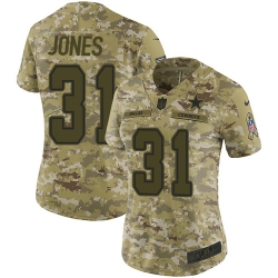 Nike Cowboys #31 Byron Jones Camo Women Stitched NFL Limited 2018 Salute to Service Jersey