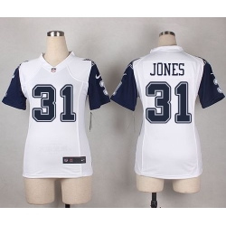 Nike Cowboys 31 Byron Jones White Womens Stitched NFL Elite Rush Jersey