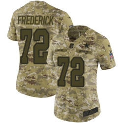 Nike Cowboys #72 Travis Frederick Camo Women Stitched NFL Limited 2018 Salute to Service Jersey