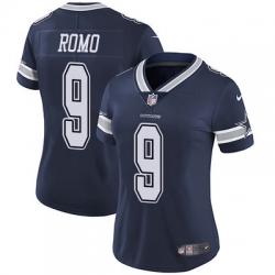 Nike Cowboys #9 Tony Romo Navy Blue Team Color Womens Stitched NFL Vapor Untouchable Limited Jersey