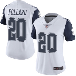 Women Cowboys 20 Tony Pollard White Stitched Football Limited Rush Jersey