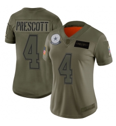 Women Cowboys 4 Dak Prescott Camo Stitched Football Limited 2019 Salute to Service Jersey