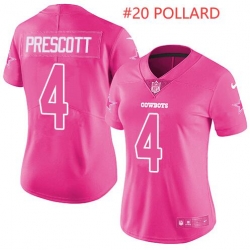 Women Dallas Cowboys #20 Tony Pollard Pink Stitched NFL Jersey