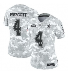 Women Dallas Cowboys 4 Dak Prescott 2024 F U S E Arctic Camo Salute To Service Limited Stitched Football Jersey