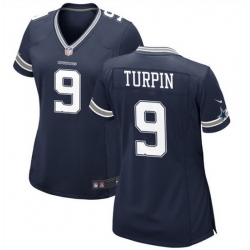 Women Dallas Cowboys 9 KaVontae Turpin Navy Stitched Football Jersey  Run Small