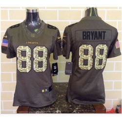 Women Nike Cowboys #88 Dez Bryant Green Stitched NFL Limited Salute to Service Jersey