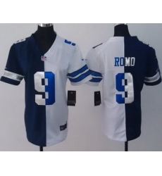 Women Nike Dallas Cowboys #9 Tony Romo Blue White Split NFL Jerseys