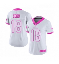 Womens Dallas Cowboys 18 Randall Cobb Limited White Pink Rush Fashion Football Jersey