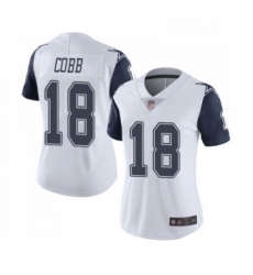 Womens Dallas Cowboys 18 Randall Cobb Limited White Rush Vapor Untouchable Football Jersey