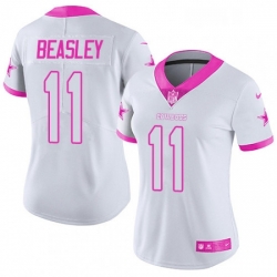 Womens Nike Dallas Cowboys 11 Cole Beasley Limited WhitePink Rush Fashion NFL Jersey