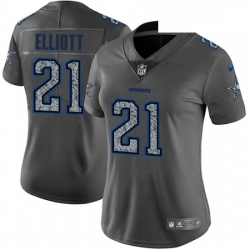 Womens Nike Dallas Cowboys 21 Ezekiel Elliott Gray Static Vapor Untouchable Limited NFL Jersey