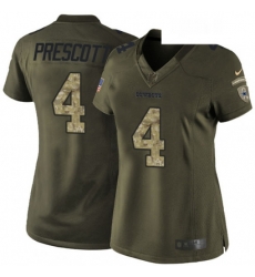 Womens Nike Dallas Cowboys 4 Dak Prescott Elite Green Salute to Service NFL Jersey