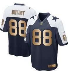 Nike Cowboys #88 Dez Bryant Navy Blue Thanksgiving Throwback Youth Stitched NFL Elite Gold Jersey