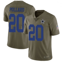 Youth Cowboys 20 Tony Pollard Olive Stitched Football Limited 2017 Salute to Service Jersey