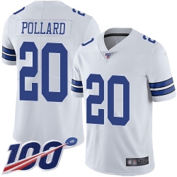 Youth Cowboys 20 Tony Pollard White Stitched Football 100th Season Vapor Limited Jersey