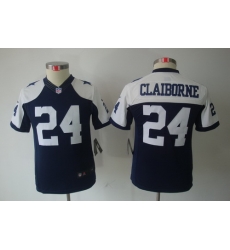 Youth Dallas Cowboys #24 Morris Claiborne Blue Limited Throwback NFL Jerseys