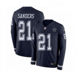 Youth Nike Dallas Cowboys 21 Deion Sanders Limited Navy Blue Therma Long Sleeve NFL Jersey