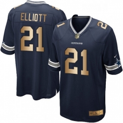 Youth Nike Dallas Cowboys 21 Ezekiel Elliott Elite NavyGold Team Color NFL Jersey