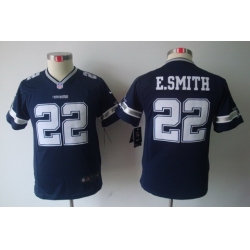 Youth Nike Dallas Cowboys 22 E.SMITH Blue Color Limited Jerseys