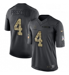 Youth Nike Dallas Cowboys 4 Dak Prescott Limited Black 2016 Salute to Service NFL Jersey