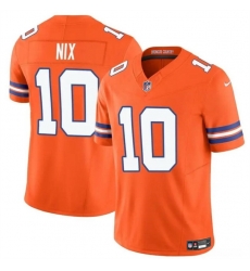 Men Denver Broncos 10 Bo Nix Orange F U S E  Mile High Collection 1977 Throwback Vapor Limited Stitched Football Jersey