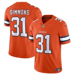 Men Denver Broncos 31 Justin Simmons Orange 2023 F.U.S.E. Vapor Untouchable Stitched Jersey