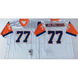 Men Denver Broncos 77 Karl Mecklenburg White M&N Throwback Jersey