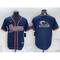 Men Denver Broncos Navy Team Big Logo With Patch Cool Base Stitched Baseb