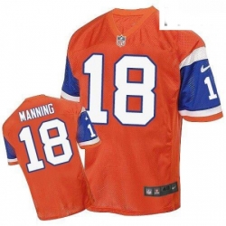 Men Nike Denver Broncos 18 Peyton Manning Elite Orange Throwback NFL Jersey