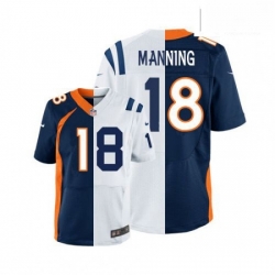 Men Nike Denver Broncos 18 Peyton Manning Limited OrangeRoyal Blue Split Fashion NFL Jersey