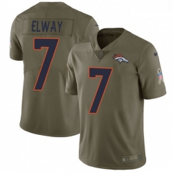 Men Nike Denver Broncos 7 John Elway Limited Olive 2017 Salute to Service NFL Jersey